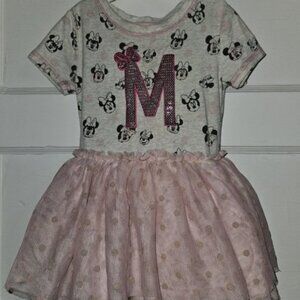 DISNEY Gray and Pink Sequined MINNIE MOUSE Tutu Short Sleeved Dress Girls Size 2